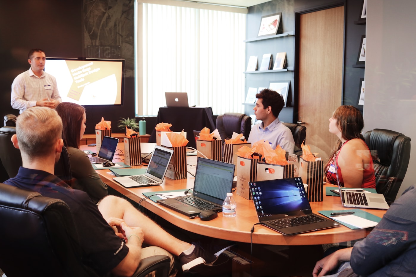 Team collaboration in a modern office